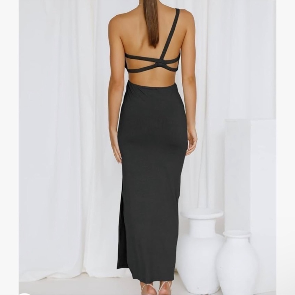 ANRABESS Summer One Shoulder Sleeveless Maxi Dress Cutout Sexy Bodycon Size S - Picture 3 of 3